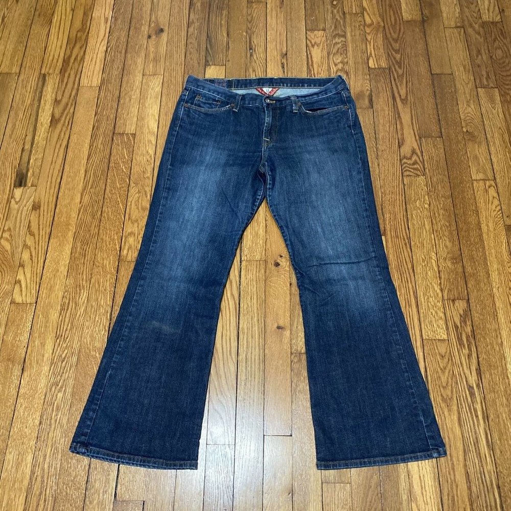 Lucky Brand Jeans Womens Size 14/32 Dark Wash Bootcut Blue Jeans Inseam 30"
